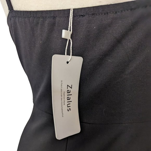 Zalalus Womens Black Bodycon Party Dress Sz Small Spaghetti Straps Deep V Neck - Picture 10 of 10